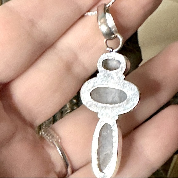 Natural Triple Rainbow Moonstone 925 Sterling Silver Pendant Dainty - Picture 3 of 11